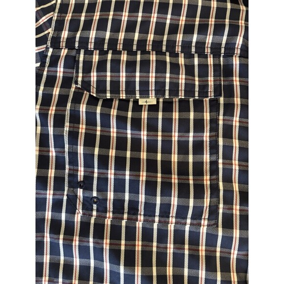 HABIT Vented Fishing Shirt Men Large Blue Plaid Short Sleeve UV40 Performance - Picture 6 of 12